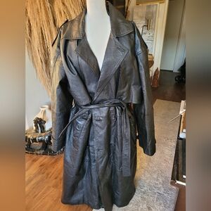 Global Identity G-III Vintage Women’s Leather Black Long Trench Gothic Coat